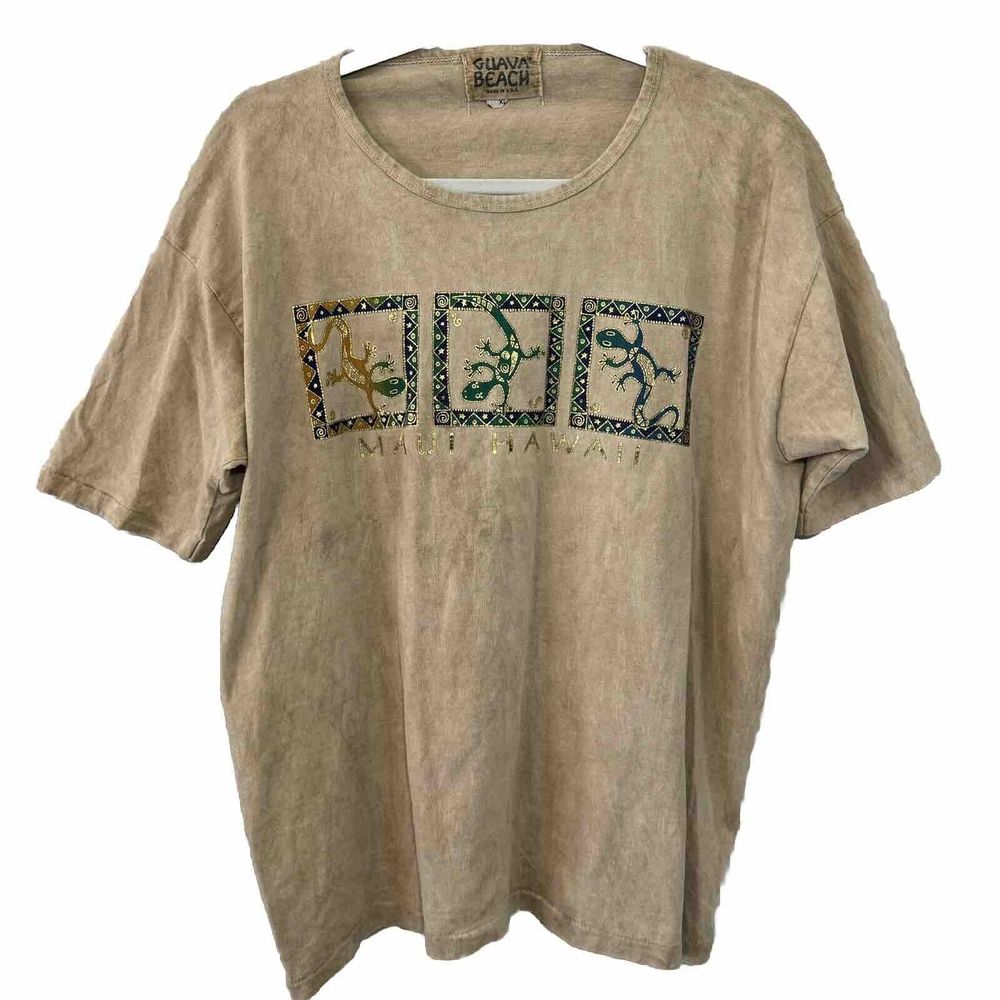Vtg Guava Beach T Shirt Size X Large Hawaii Made In USA Tie Dye Surf Acid‎ Wash